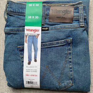 Men's Wrangler Relaxed Fit Straight Stretch Blue Denim Jeans, 32, 34, 38, 40